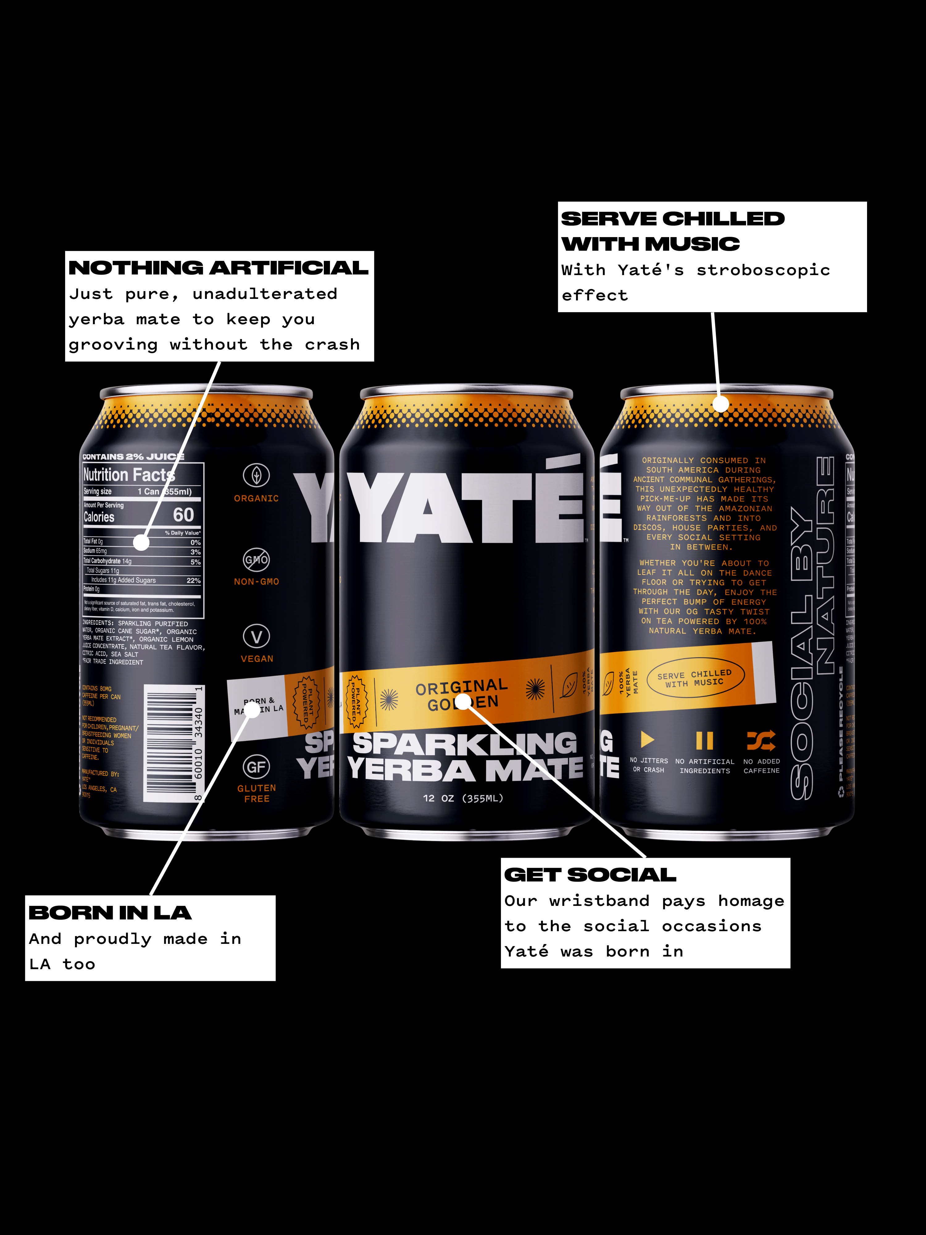 Yate Yerba Mate Original Golden Flavor 12oz Can Callouts