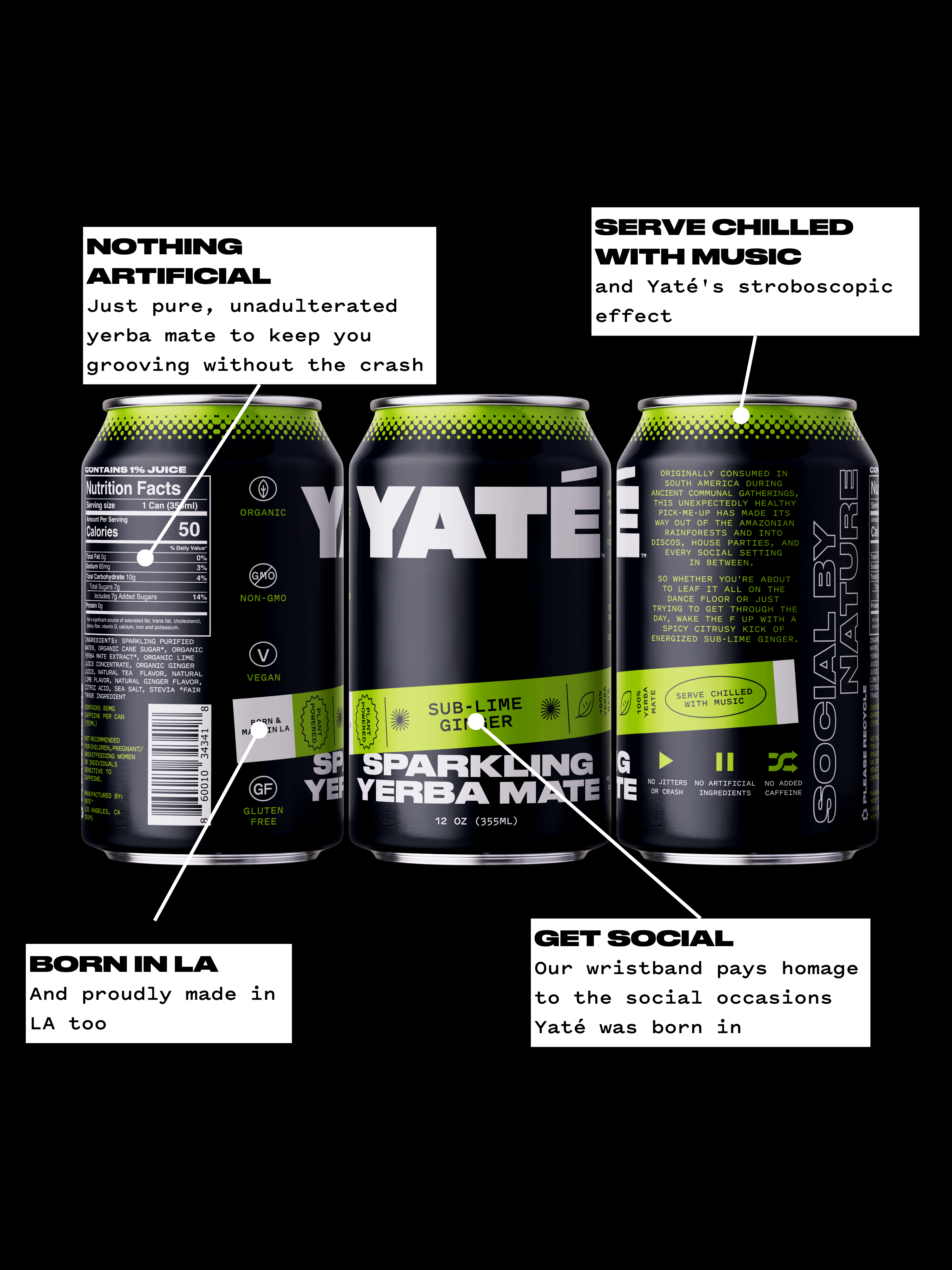 Yate Yerba Mate Sub-Lime Ginger Flavor 12oz Can Callouts